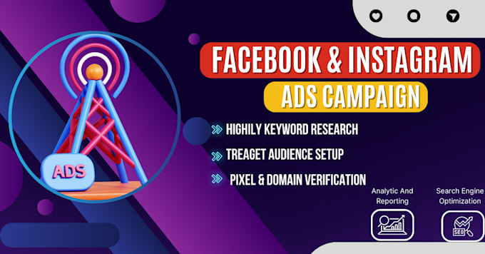 Gig Preview - Setup meta fb ads campaign,ig ads,ads manager, tracking ROI