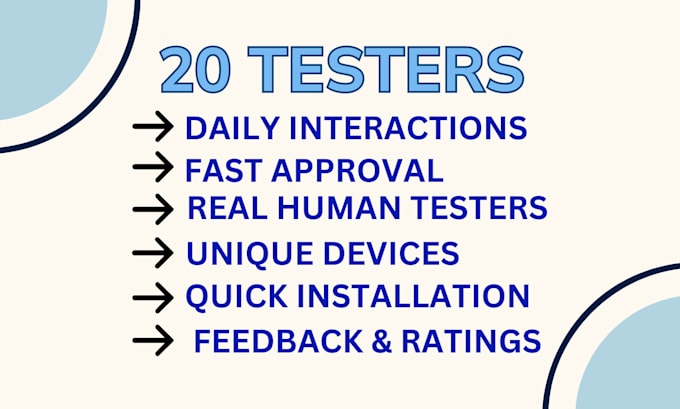 Gig Preview - Provide unique authentic 20 testers for closed testing for 14 days