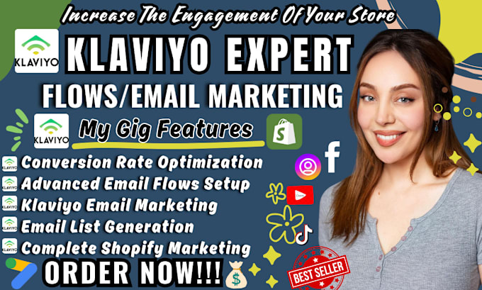 Gig Preview - Shopify klaviyo email marketing, klaviyo flows, sms, ecommerce email automation