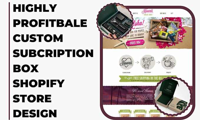 Gig Preview - Design custom subscription box shopify store membership subscription website