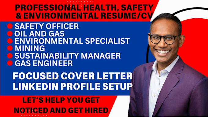 Gig Preview - Write hse resume for safety officer, manager, supervisor, mining, oil and gas cv