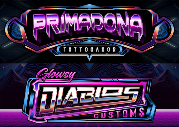 Gig Preview - Design 80s futuristic synthwave retro and vintage logo neon