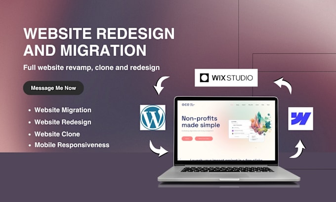 Gig Preview - Migrate or convert your website on webflow wix studio squarespace figma wordpres