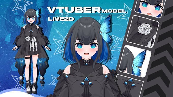 Gig Preview - Draw and rig 2d vtuber model, 2d vtuber model, live2d vtuber rigging