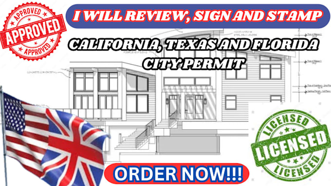 Gig Preview - Stamp and seal california, florida, and texas architectural drawing and permit