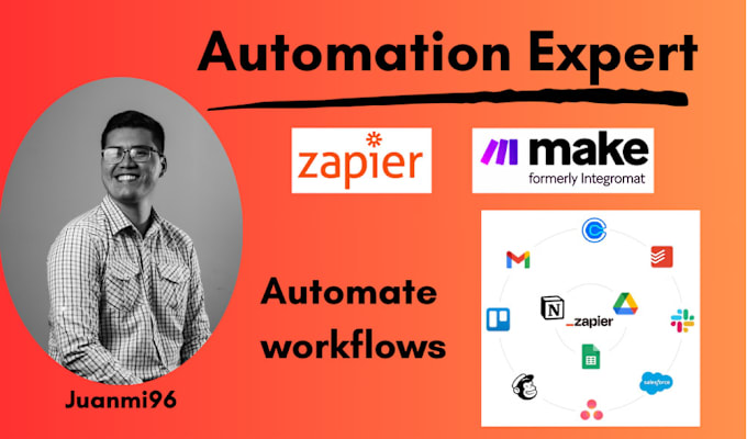 Gig Preview - Automate your tasks with zapier and make