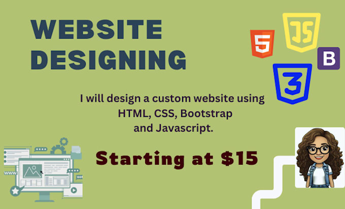 Gig Preview - Design a custom website using HTML CSS and bootstrap