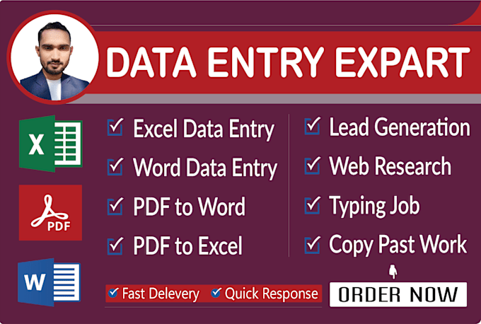 Gig Preview - Do excel, word data entry, typing work job and compose