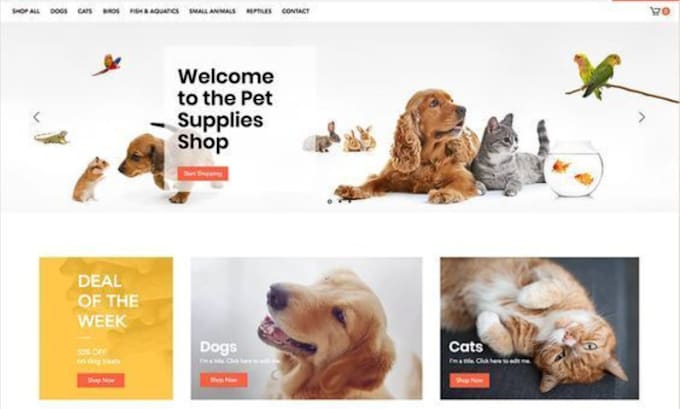 Gig Preview - Design a professional pet shopify store pet care website