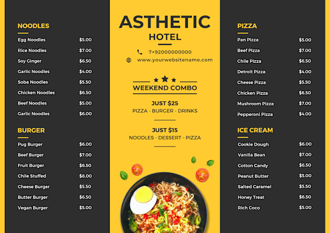 Gig Preview - Design a aesthetic menu design for your restaurant