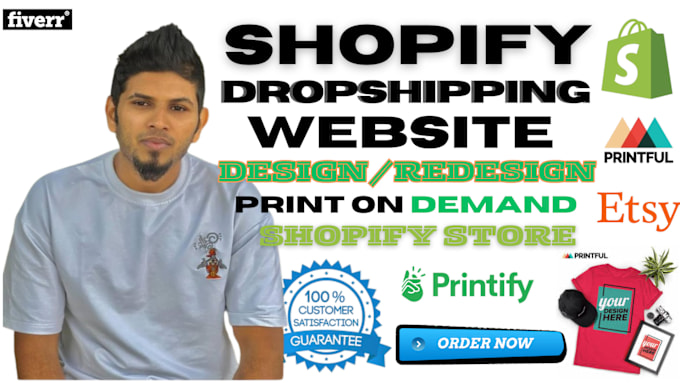 Gig Preview - Design shopify store with print on demand integration, shopify dropshiping store