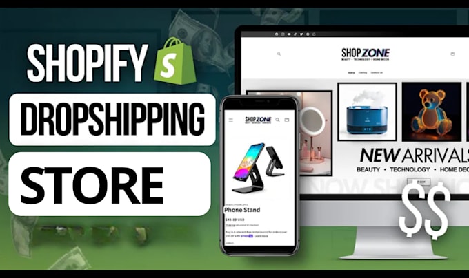 Gig Preview - Create 6 figures shopify dropshipping store, shopify store, dropshipping website