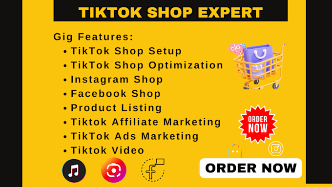 Gig Preview - Setup tiktok shop virtual assistant tiktok ads manager facebook instagram shop