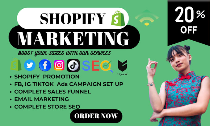 Gig Preview - Shopify marketing shopify store promotion dropshipping increase shopify sales