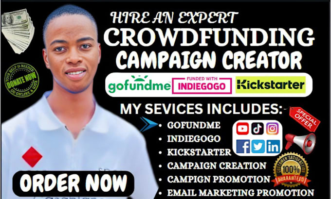 Gig Preview - Do crowdfunding campaign creation promotion on  kickstarter gofundme indiegogo