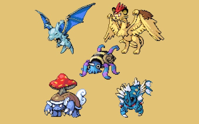 Gig Preview - Make pixel art pokemon or fakemon trainer sprites animation