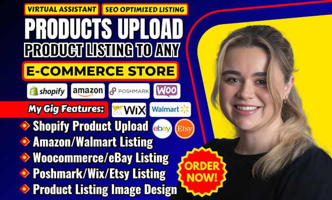 Gig Preview - Shopify product upload, product listing to etsy, ebay, woocommerce, walmart, wix