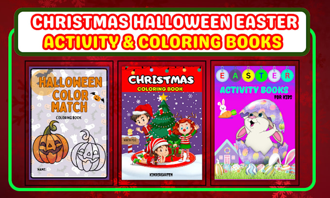 Bestseller - design kids activity books, coloring books for christmas, halloween, easter kdp