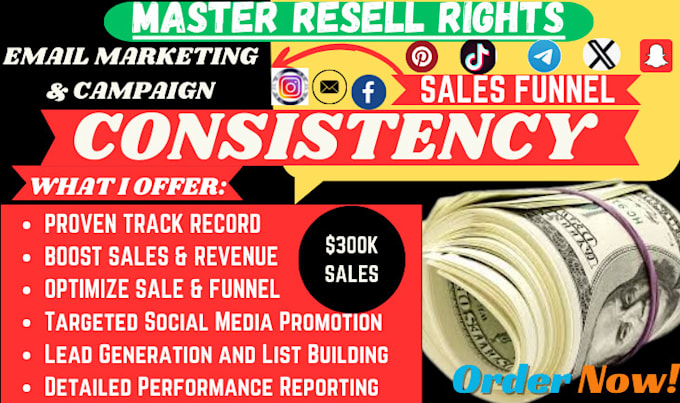 Gig Preview - Promote master resell right with email marketing sales funnel for passive income