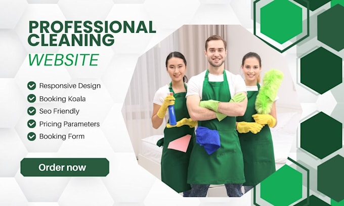 Gig Preview - Cleaning service website, house, office cleaning, booking koala website