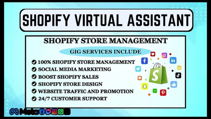 Gig Preview - Be your shopify virtual assistant, shopify store manager, shopify website design