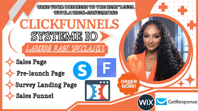 Gig Preview - Survey landing page, sales page, pre launch page on clickfunnels, funnelish, wix