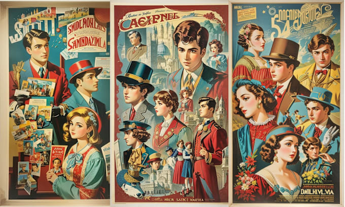 Gig Preview - Draw vintage poster movie poster retro poster travel poster vintage art wall