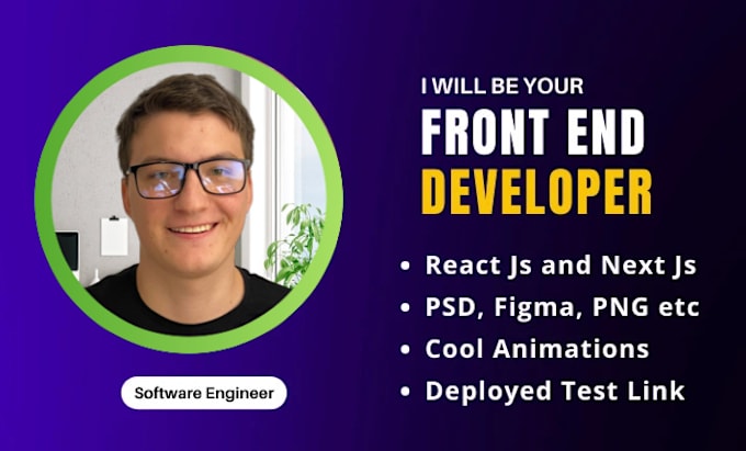 Gig Preview - Be your frontend developer in react, vue ,angular,node,php