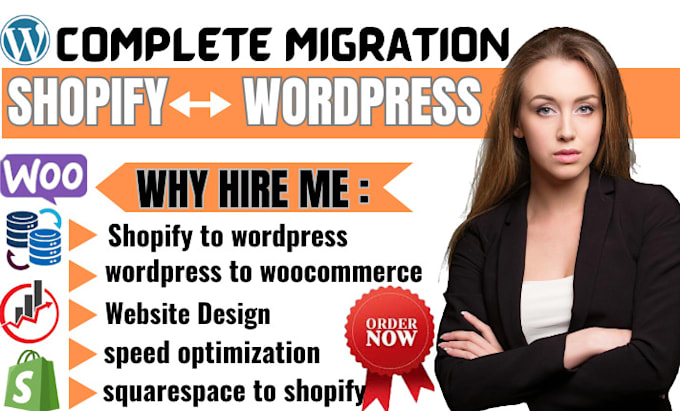 Gig Preview - Migrate shopify store to wordpress and wordpress to shopify store