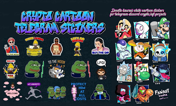 Gig Preview - Animate crypto stickers, telegram stickers, chibi cartoon stickers, nft meme art