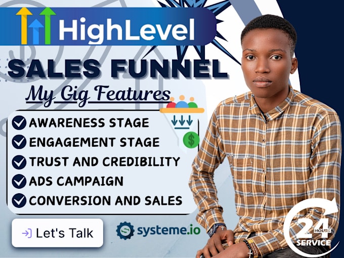 Gig Preview - Do systeme io sales funnel, go high level expert, click funnels, kajabi unbounce