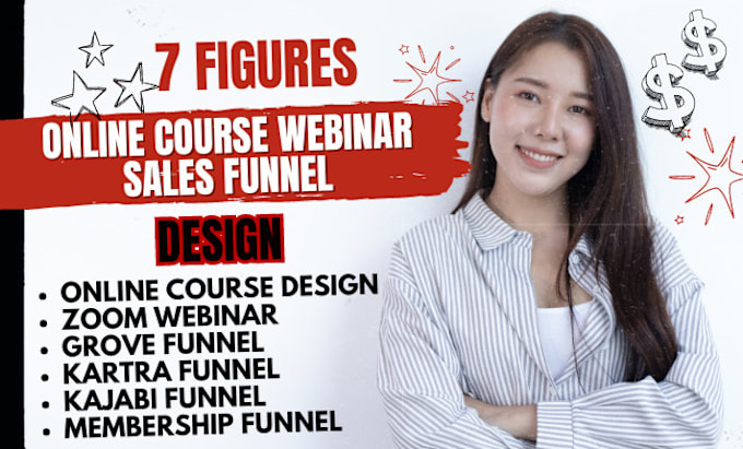 Gig Preview - Do zoom webinar sales funnel design with clickfunnel kartra wordpress kajabi