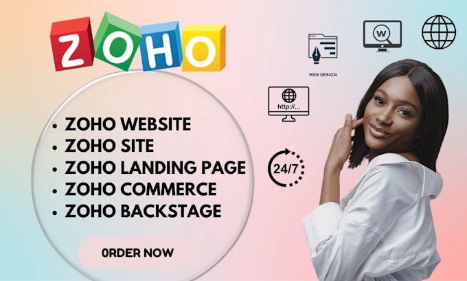 Gig Preview - Zoho sites, zoho landing page, zoho commerce, zoho backstage, zoho CRM