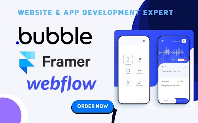 Gig Preview - Build bubble io framer webflow website, app, web app bubble