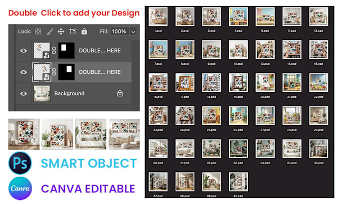 Gig Preview - Create editable PSD smart object mockup templates for canva and photoshop