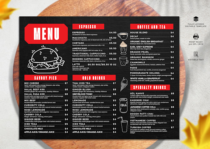 Gig Preview - Do amazing menu design, food menu, restaurant menu design and price list