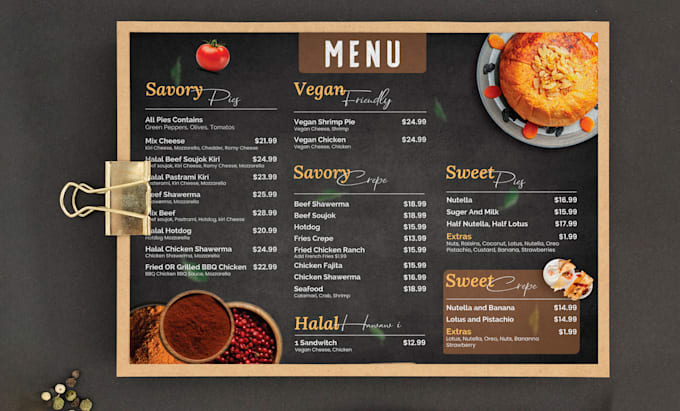 Gig Preview - Do amazing restaurant menu design, food menu or digital menu