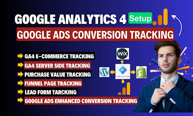 Gig Preview - Google analytics 4 setup,ads conversion tracking,ga4 ecommerce tracking by GTM