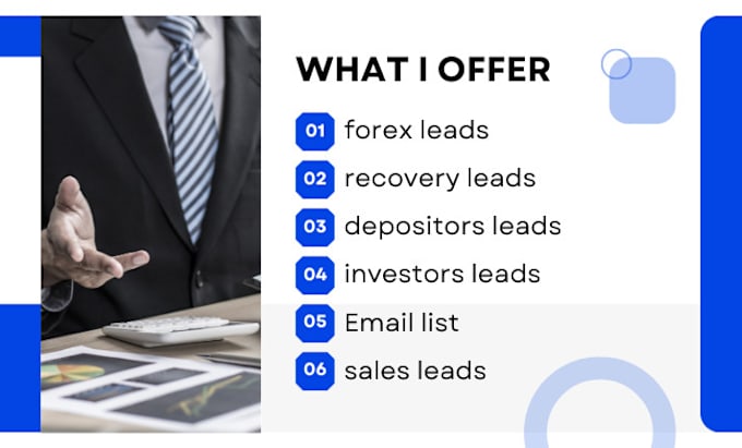 Gig Preview - Hot forex recovery leads, depositors leads, forex leads