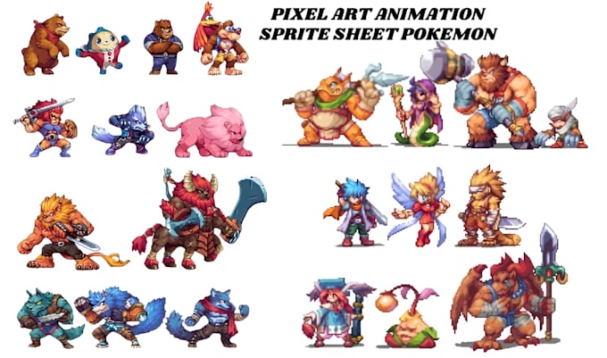 Gig Preview - Do 8bit or 16bit pixel art animation, 2d game character, sprite sheet, pokemon