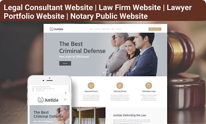 Gig Preview - Design legal consultant law firm notary public website