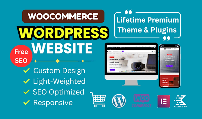 Gig Preview - Create customized woocommerce wordpress website and ecommerce online store