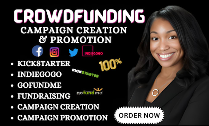 Bestseller - establish and advertise a crowdfunding campaign on gofundme kickstarter