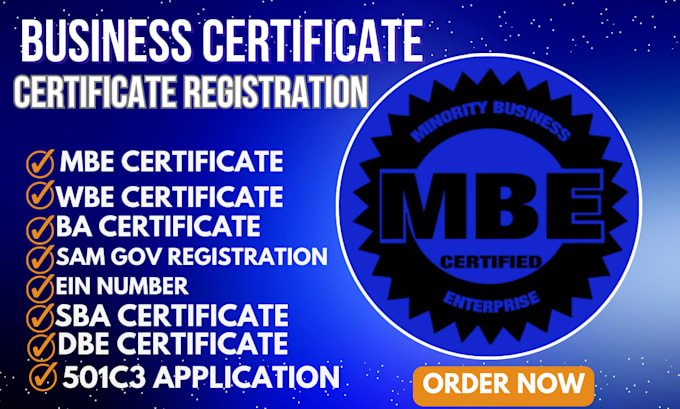 Gig Preview - Do mbe certification, dbe, 8a sbe, wbe, mwbe