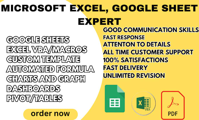 Gig Preview - Create custom excel spreadsheet, microsoft excel, google sheet, vba, data entry