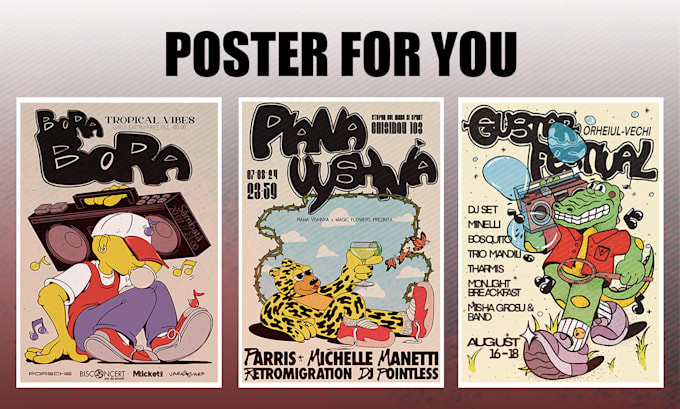 Gig Preview - Do retro or cartoon style posters for events and festivals