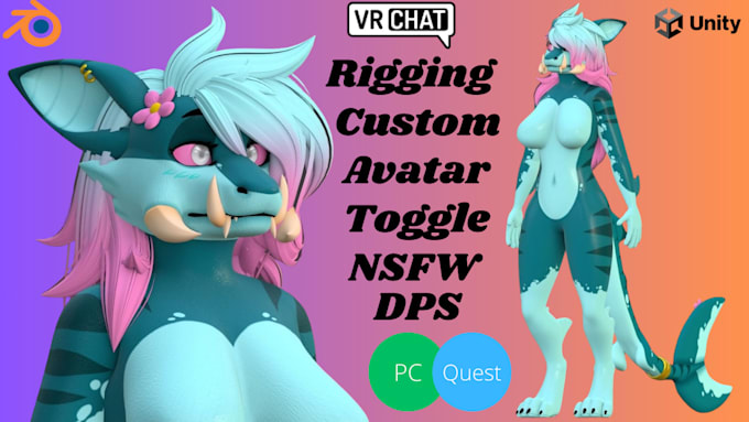 Gig Preview - Custom 3d vrchat avatar vrc character vrc avatar 3d furry nsfw avatar 3d anthro