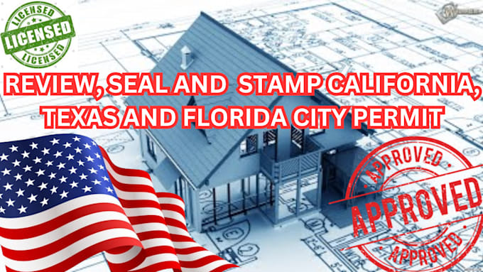 Gig Preview - Review, stamp, seal california, florida and texas architectural drawing and plan