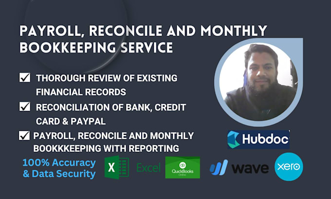 Gig Preview - Do payroll reconcile bookkeeping in quickbooks xero and wave