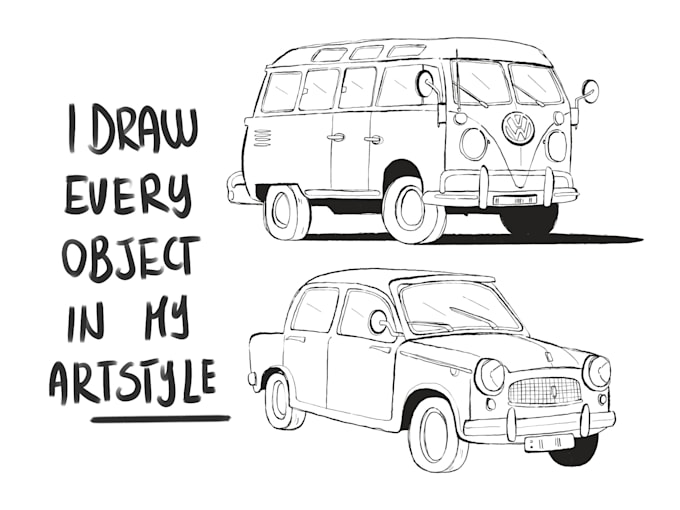 Gig Preview - Draw every object in my artstyle